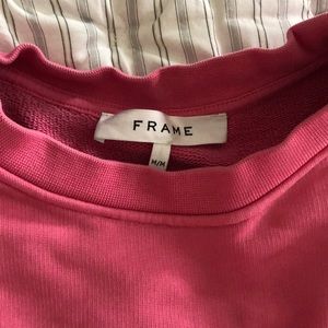 Pink Barbiecore Frame Denim Sweatshirt - cropped style